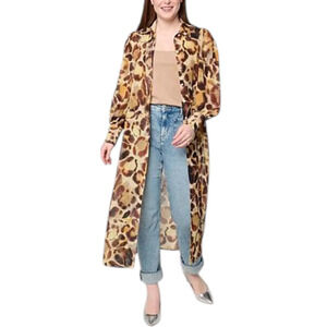 C Wonder Women's Drama Topper with Side Slits Printed Leopard - Regular